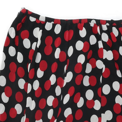 Marks and Spencer Womens Black Polka Dot Polyester Swing Skirt Size 18 Zip
