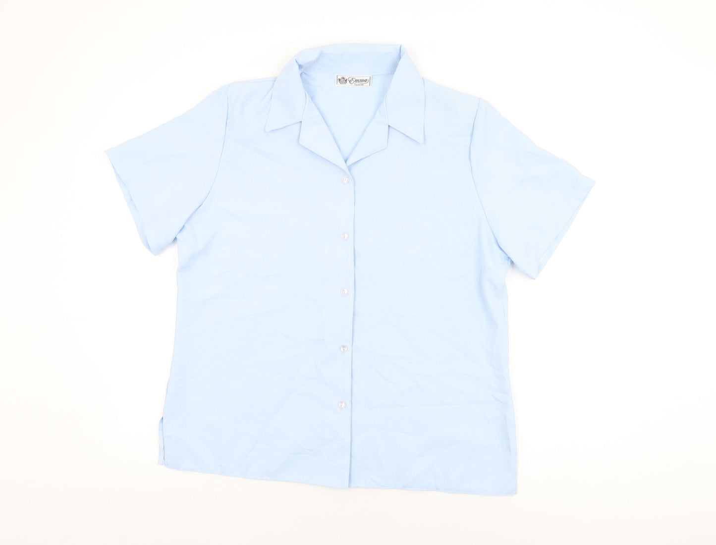 Womens UK Size 18 Emma Collection Blue Basic Button-Up