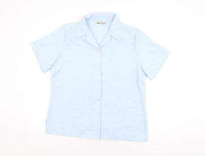 Womens UK Size 18 Emma Collection Blue Basic Button-Up