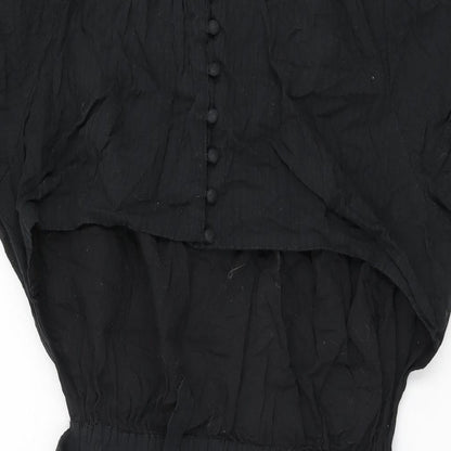 New Look Womens Black Cotton Shift Size 18 Round Neck Button