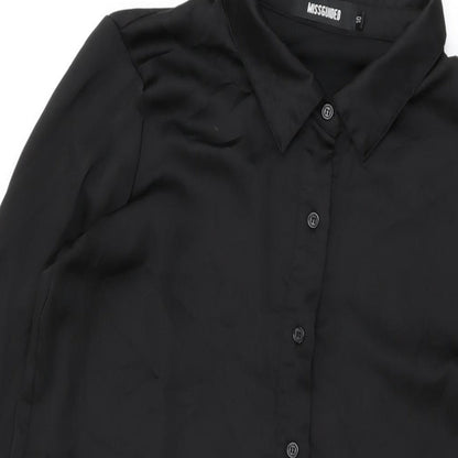 Missguided Womens Black Floral Polyester Shirt Dress Size 10 Collared Button