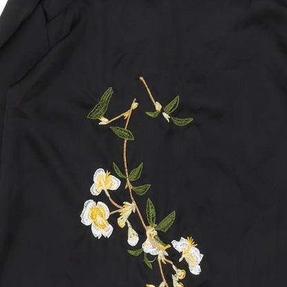 Missguided Womens Black Floral Polyester Shirt Dress Size 10 Collared Button