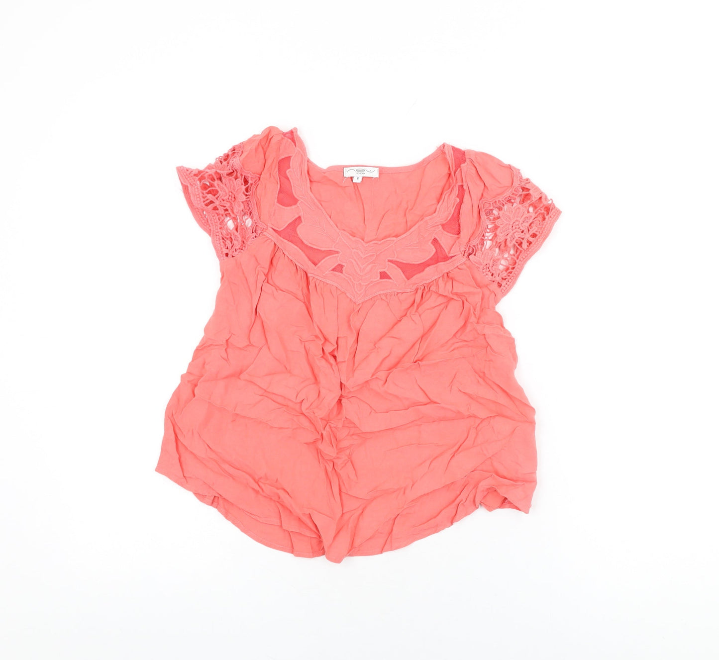 Womens UK Size 6 New Look Pink Basic T-Shirt