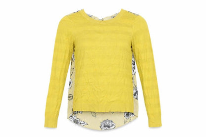 Next Womens Yellow Floral Viscose Basic T-Shirt Size 10 Round Neck