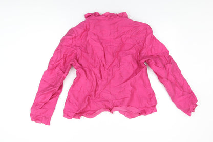 DELMOD Womens Pink Jacket Size 16 Button