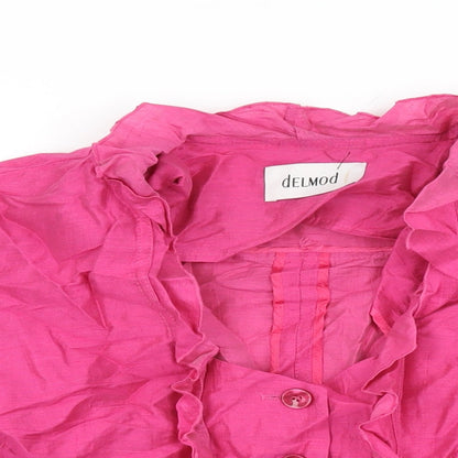 DELMOD Womens Pink Jacket Size 16 Button