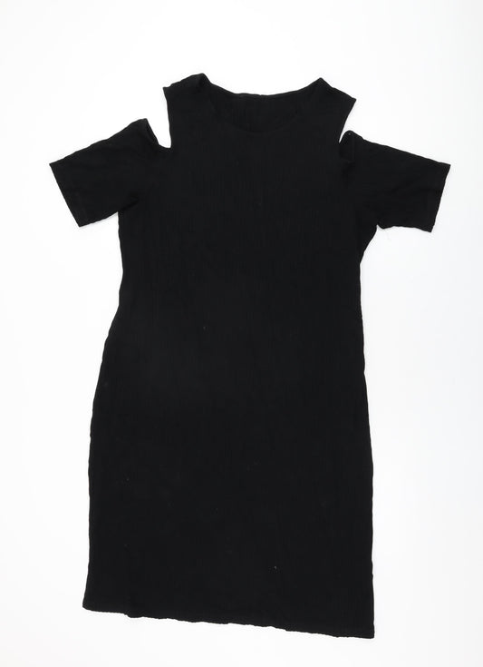 Marks and Spencer Womens Black Viscose Bodycon Size 22 Round Neck Pullover