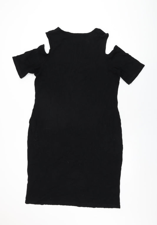 Marks and Spencer Womens Black Viscose Bodycon Size 22 Round Neck Pullover