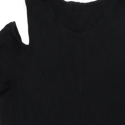 Marks and Spencer Womens Black Viscose Bodycon Size 22 Round Neck Pullover