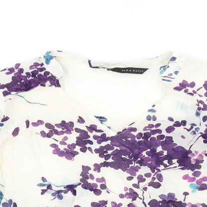 Womens UK Size XS Zara White Basic T-Shirt