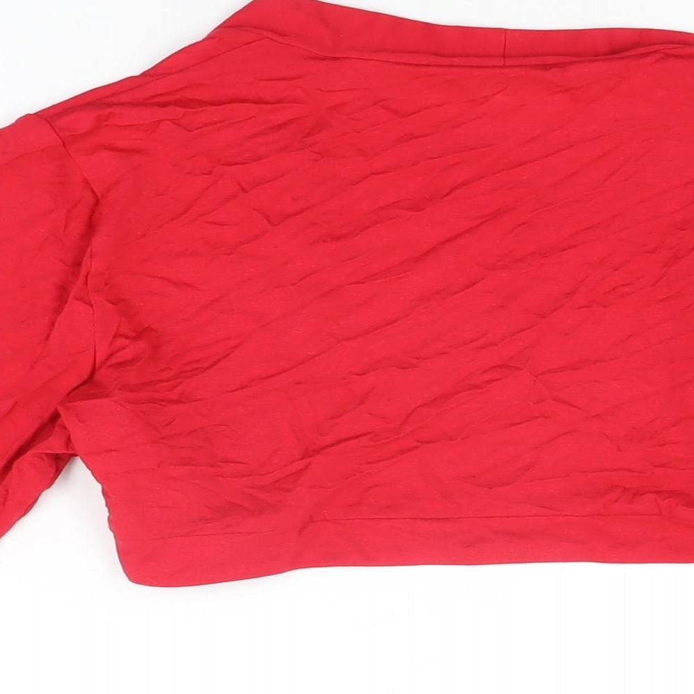 Womens UK Size 14 Marks and Spencer Red Cropped T-Shirt