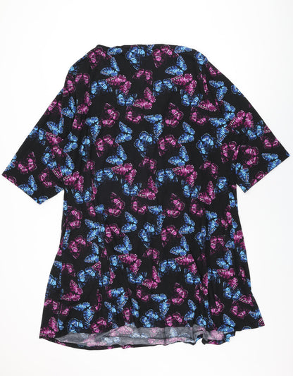 Capsule Womens Black Geometric Polyester Shift Size 30 V-Neck Pullover