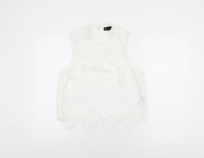 Womens UK Size 14 Topshop White Basic T-Shirt