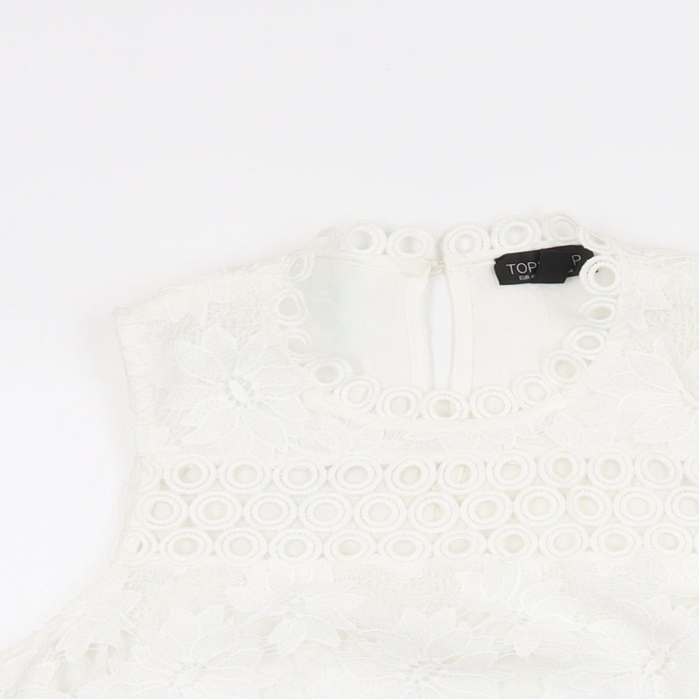 Womens UK Size 14 Topshop White Basic T-Shirt
