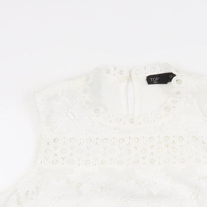 Womens UK Size 14 Topshop White Basic T-Shirt