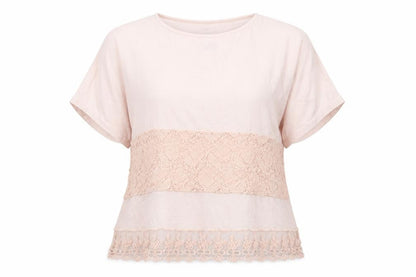 Society Womens Pink Viscose Basic T-Shirt Size 8 Round Neck