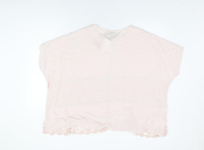 Society Womens Pink Viscose Basic T-Shirt Size 8 Round Neck