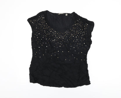 Sandwich Womens Black Viscose Basic T-Shirt Size 16 Round Neck