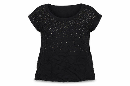 Sandwich Womens Black Viscose Basic T-Shirt Size 16 Round Neck