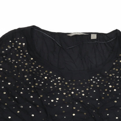 Sandwich Womens Black Viscose Basic T-Shirt Size 16 Round Neck