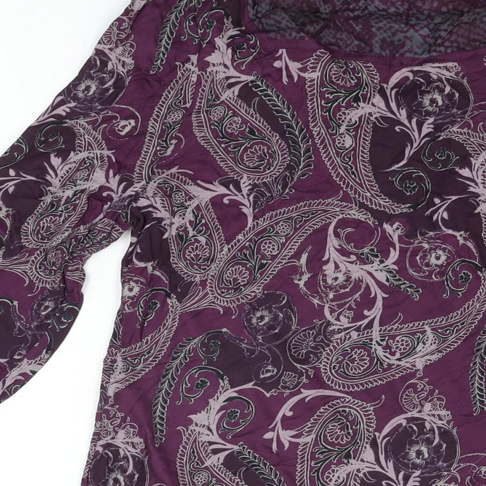 NEXT Womens Purple Geometric Viscose Shift Size 14 Square Neck Pullover