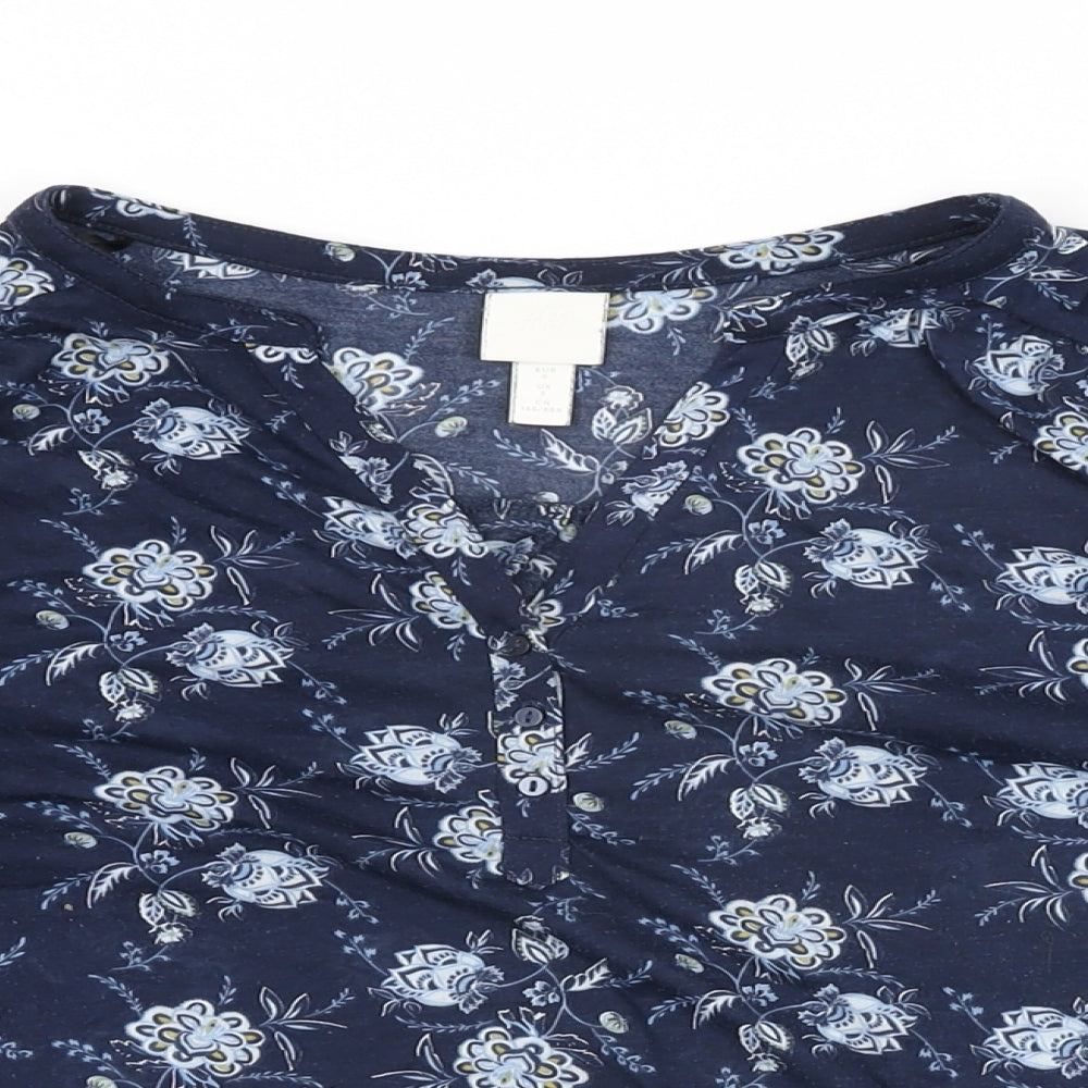Womens UK Size S H&M Blue Basic T-Shirt