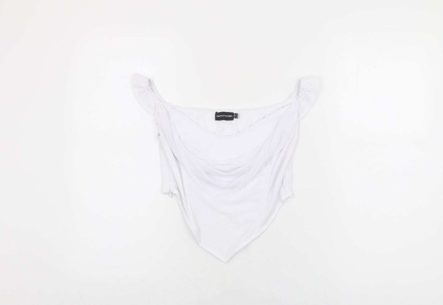 Womens UK Size 10 PRETTYLITTLETHING White Cropped T-Shirt