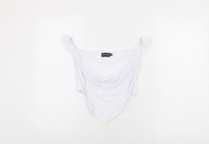 Womens UK Size 10 PRETTYLITTLETHING White Cropped T-Shirt