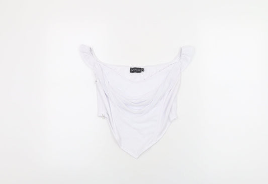Womens UK Size 10 PRETTYLITTLETHING White Cropped T-Shirt