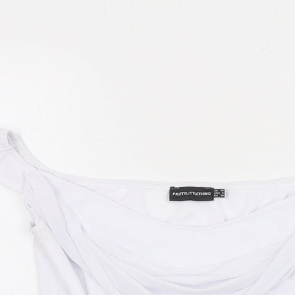 Womens UK Size 10 PRETTYLITTLETHING White Cropped T-Shirt
