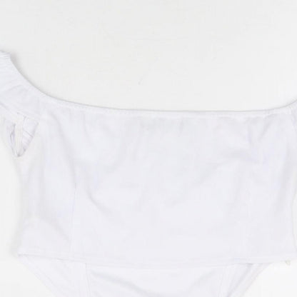 Womens UK Size 10 PRETTYLITTLETHING White Cropped T-Shirt