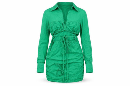 PRETTYLITTLETHING Womens Green Cotton Bodycon Size 10 Collared Zip