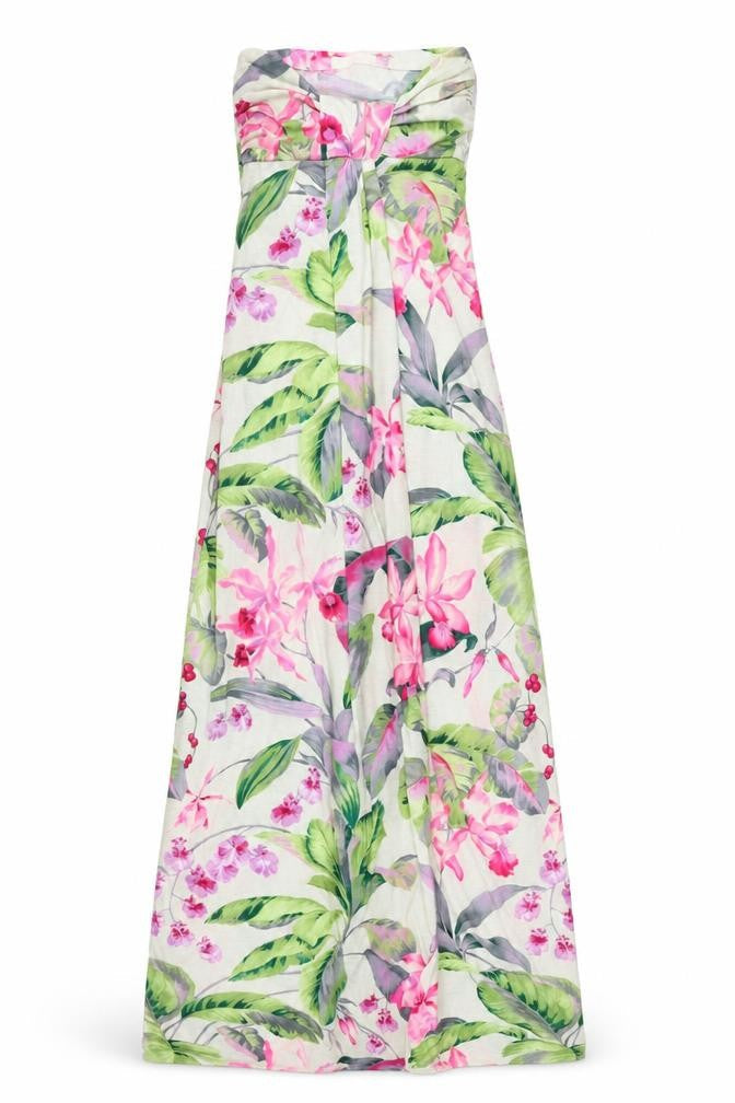 Miso Womens Ivory Floral Polyester Maxi Size 8 Off the Shoulder Pullover