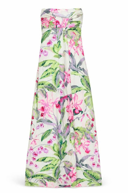 Miso Womens Ivory Floral Polyester Maxi Size 8 Off the Shoulder Pullover