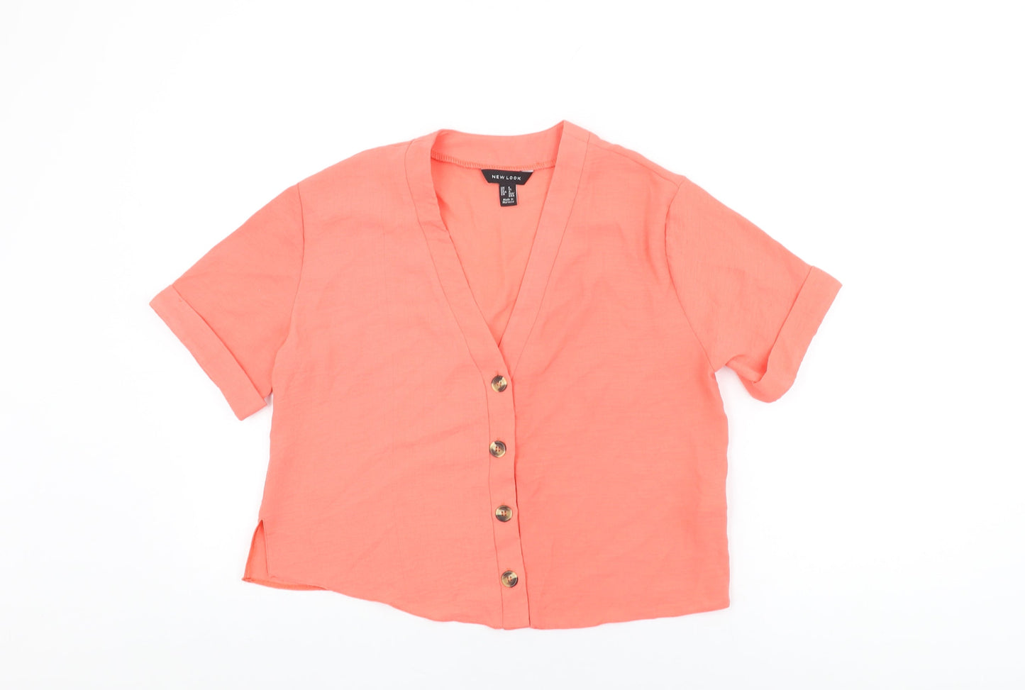 Womens UK Size 8 New Look Pink Basic Button-Up