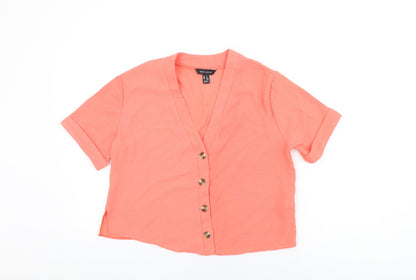 Womens UK Size 8 New Look Pink Basic Button-Up