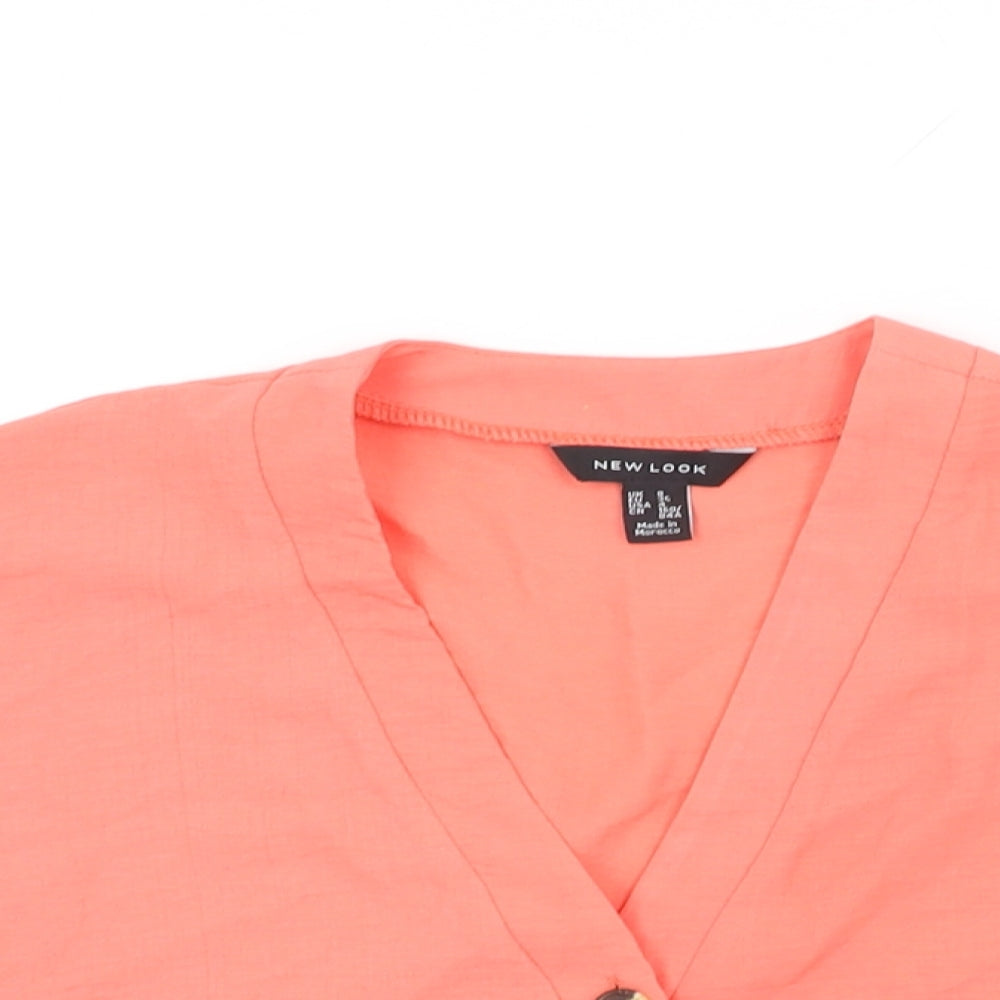 Womens UK Size 8 New Look Pink Basic Button-Up