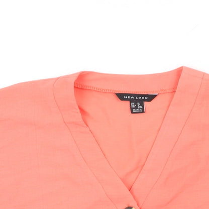 Womens UK Size 8 New Look Pink Basic Button-Up