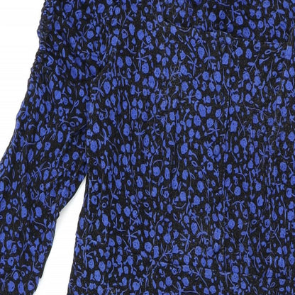 Monsoon Womens Black Floral Viscose A-Line Size S Square Neck Button