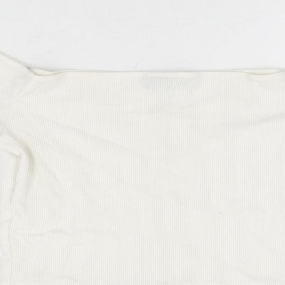 Topshop Womens White Polyester Cropped T-Shirt Size 10 Off the Shoulder