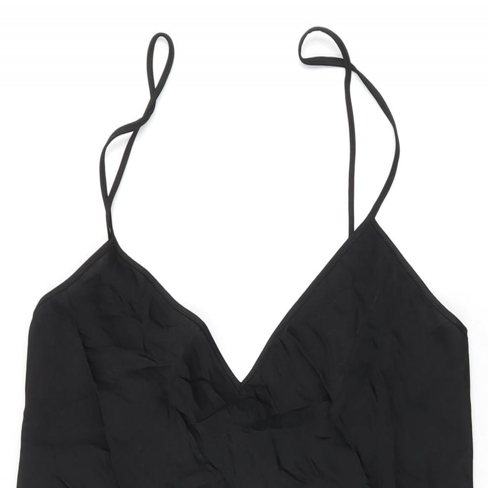 Zara Womens Black Polyester Shift Size S V-Neck Pullover