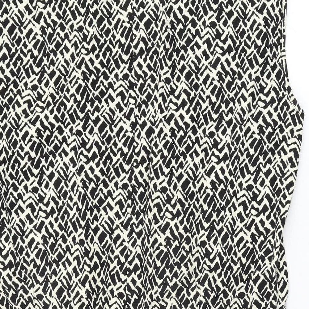 NEXT Womens Black Geometric Polyester Bodycon Size 14 Round Neck Zip