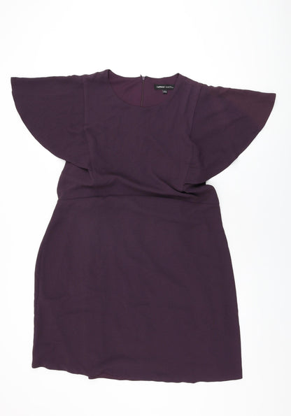 Capsule Womens Purple Polyester Shift Size 18 Round Neck Zip
