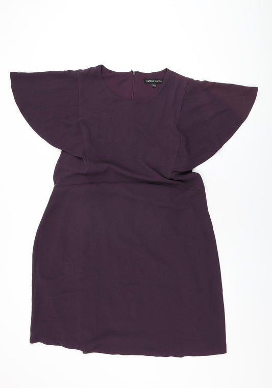Capsule Womens Purple Polyester Shift Size 18 Round Neck Zip