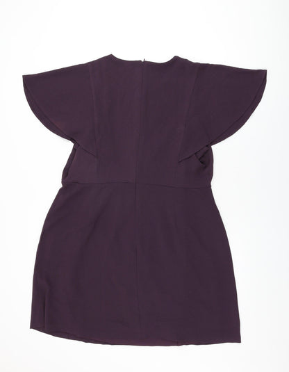 Capsule Womens Purple Polyester Shift Size 18 Round Neck Zip