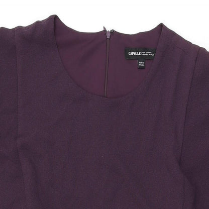 Capsule Womens Purple Polyester Shift Size 18 Round Neck Zip