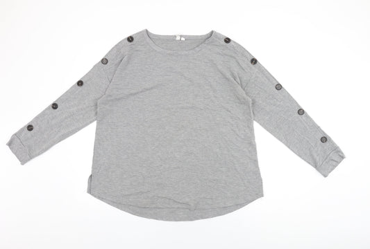 Womens UK Size M Cable & Gauge Grey Basic T-Shirt