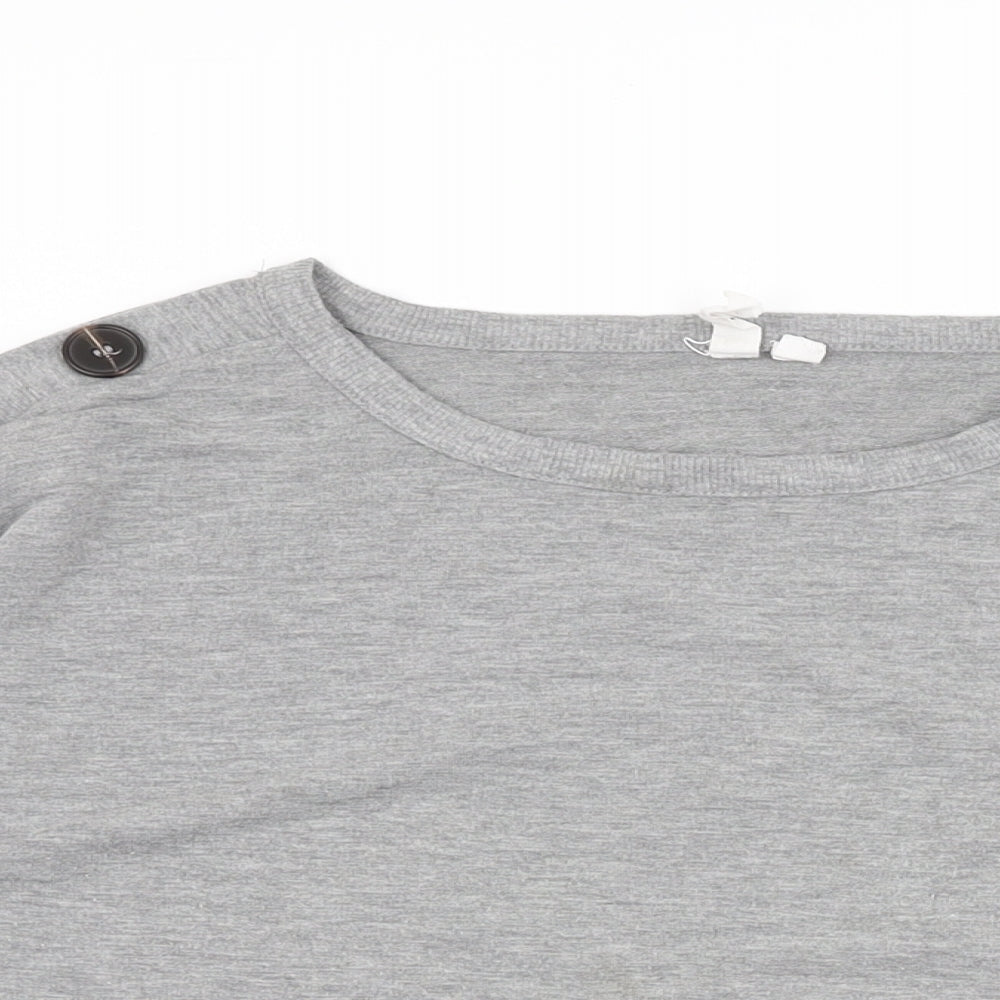 Womens UK Size M Cable & Gauge Grey Basic T-Shirt