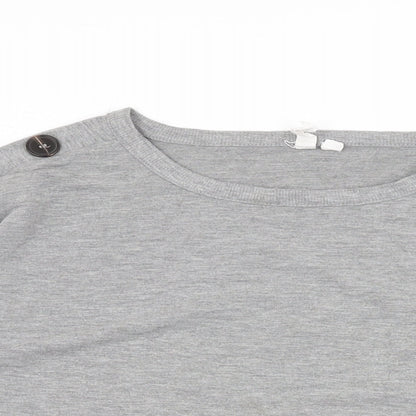 Womens UK Size M Cable & Gauge Grey Basic T-Shirt