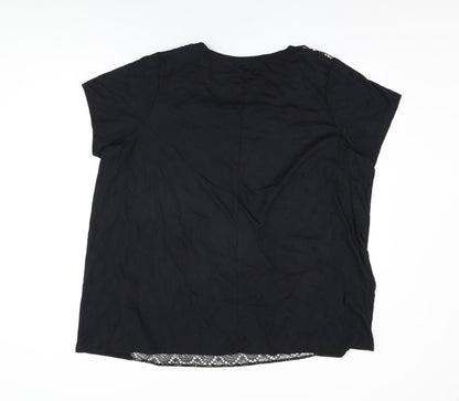 Womens UK Size 22 Marina Kaneva Black Basic T-Shirt